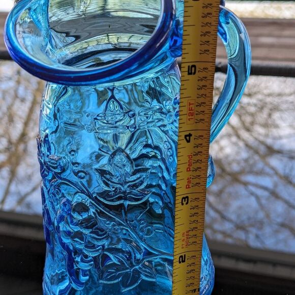 Vintage Ruffled Rim 6" Mini Pitcher/Creamer in Blue Grape Embossed Pattern - Picture 10 of 11